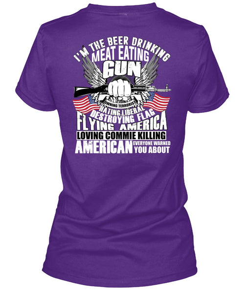 Meat Eating Gun T Shirt, Flying America T Shirt