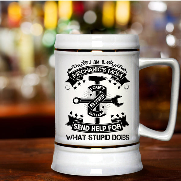 Awesome Mechanic's Mom Beer Stein 22oz, I Am A Mechanic's Mom Beer Mug