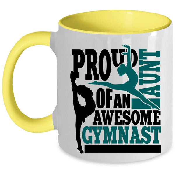 Cool Auntie Coffee Mug, Proud Aunt Of An Awesome Gymnast Accent Mug