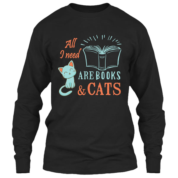 All I Need Are Books & Cats T Shirt, I Love My Cat T Shirt