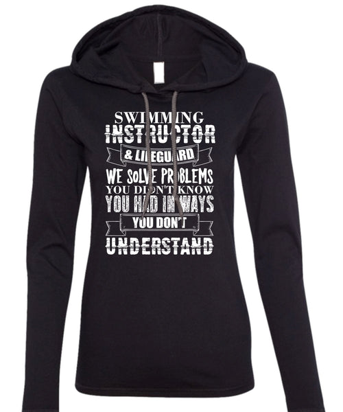 Swimming Instructor T Shirt, Being A Swimmer T Shirt (Anvil Ladies Ringspun Hooded)