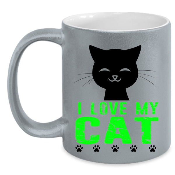 Cute Gift For My Daughter Coffee Mug, I Love My Cat Accent Mug