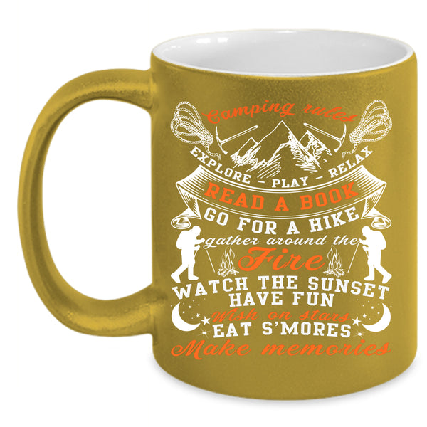 Camping Rules Coffee Mug, Cool Gift For Camper Coffee Cup