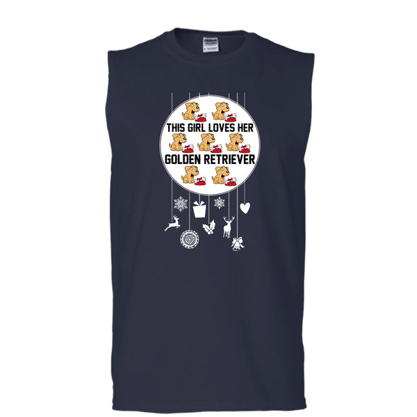 This Girl Loves Her Golden Retriever T Shirt, Coolest Dog Lover Tank Top (Men's Cotton Sleeveless)
