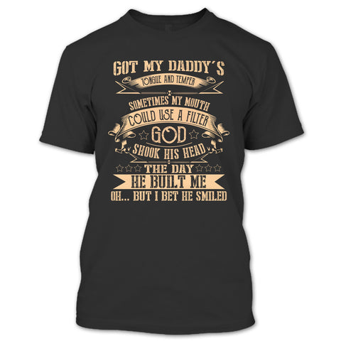 A black t-shirt with the shopify logo