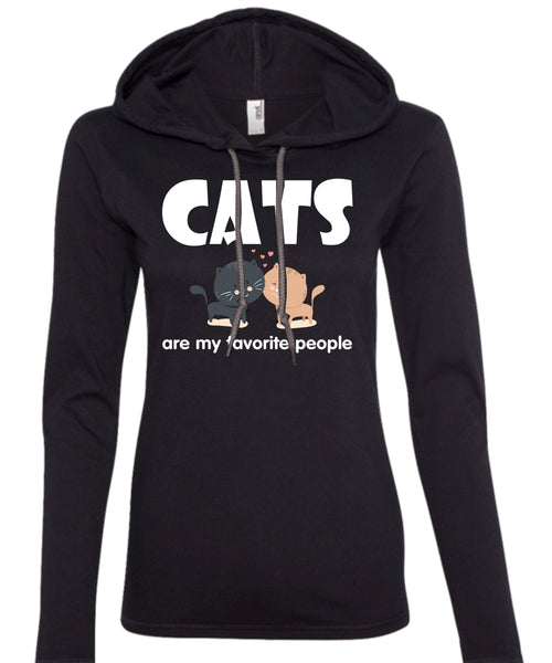 Cats Are My Favorite People T Shirt, I Love My Cat T Shirt (Anvil Ladies Ringspun Hooded)