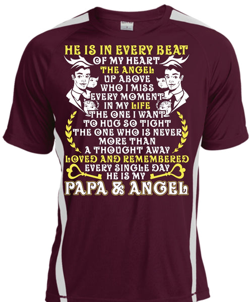 He Is In Every Beat Of My Heart T Shirt, Papa And Angel T Shirt, Cool Shirt