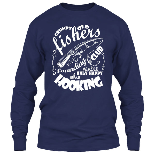 Grumpy Old Fishers T Shirt, Only Happy When Hooking T Shirt