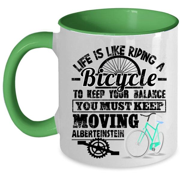 I Love Riding Coffee Mug, Life Is Like Riding A Bicycle Accent Mug