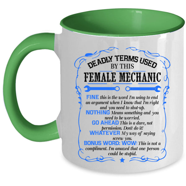 Cool Gift For Mom Coffee Mug, Female Mechanic Accent Mug