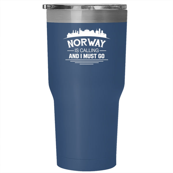 Norway Is Caling And I Must go Tumbler 30 oz Stainless Steel, Cool Norway Travel Mug