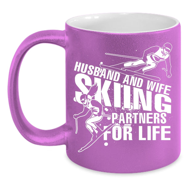 Husband And Wife Coffee Mug, Skiing Partners For Life Coffee Cup