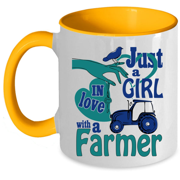 Cute Girls Coffee Mug, Just A Girl In Love With A Farmer Accent Mug