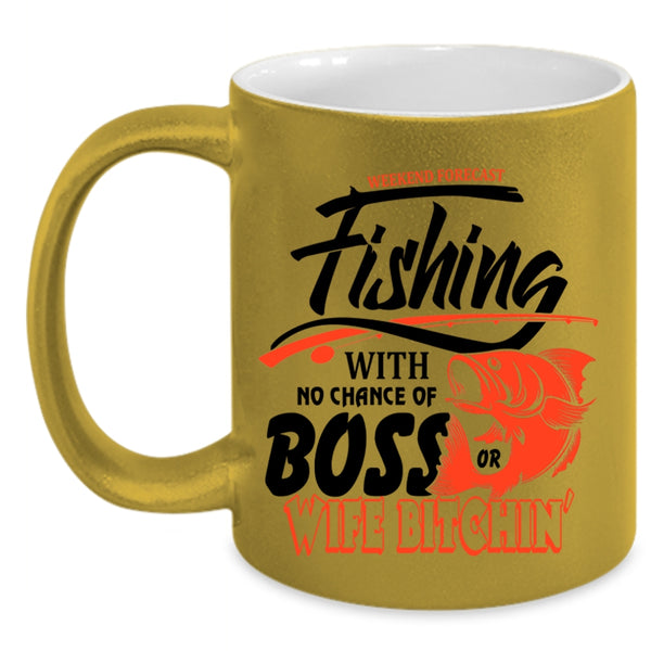 Cool Fisher Coffee Mug, Weekend Forecast Fishing Accent Mug