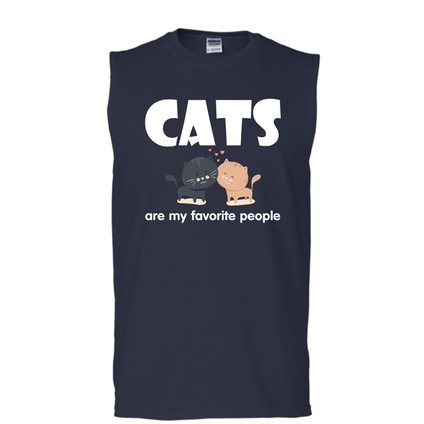 Cats Are My Favorite People Shirt, Cool Cats Shirt (Men's Cotton Sleeveless)