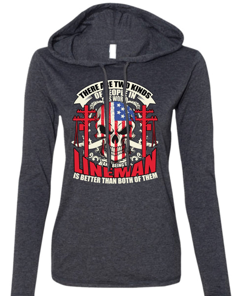 Being A Lineman T Shirt, I Love Lineman T Shirt (Anvil Ladies Ringspun Hooded)