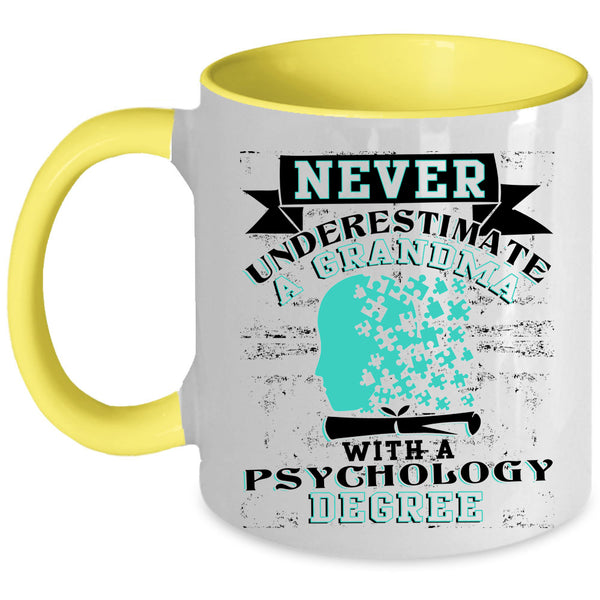 Funny Grandma Coffee Mug, Grandma With A Psychology Degree Accent Mug