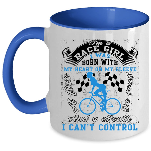 I Was Born With My Heart Coffee Mug, I'm A Race Girl Accent Mug
