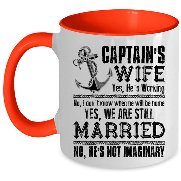 Cool Just Married Coffee Mug, Captain's Wife Accent Mug