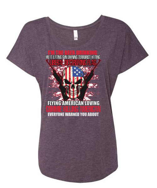 Flying American Loving T Shirt, Being A Veteran T Shirt, Cool Shirt (Ladies' Triblend Dolman Sleeve)