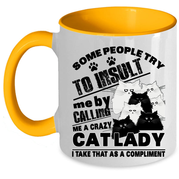 Cute Cat Lovers Coffee Mug, Crazy Cat Lady Accent Mug