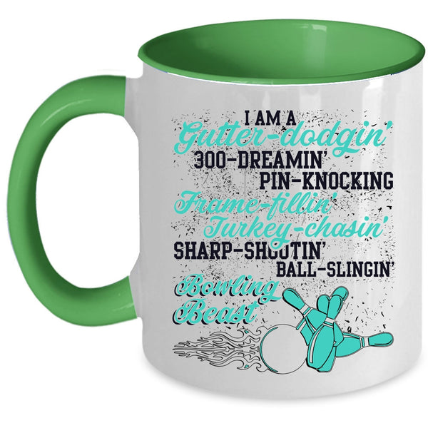 I Love Bowling Coffee Mug, I Am A Bowling Beast Accent Mug