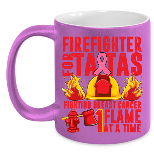 Firefighter For Tatas Fighting Breast Coffee Mug, Cute Firefighters Coffee Cup