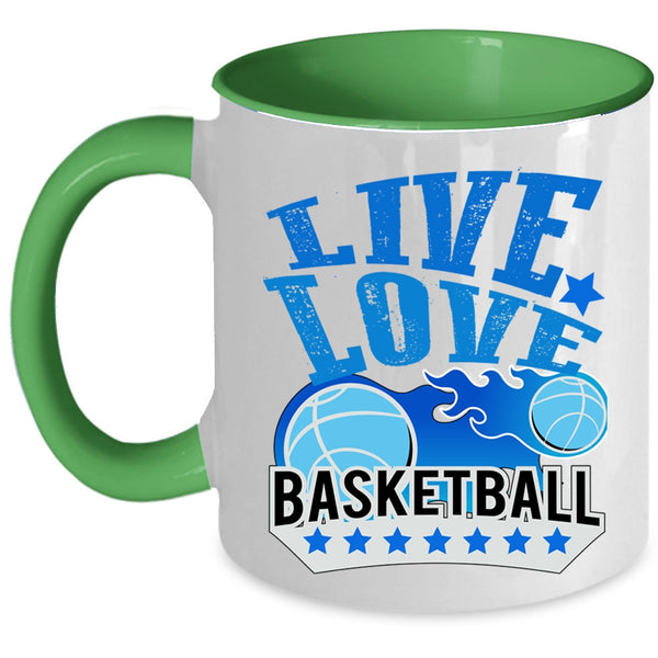 Cute Basketball Player Coffee Mug, Live Love Basketball Accent Mug