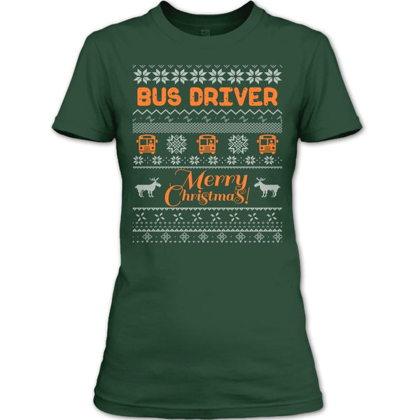 Bus Driver Merry Christmas T Shirt, Coolest Bus Driver T Shirt