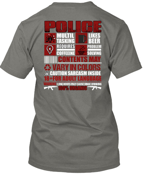 Police Multitasking T Shirt, Likes Beer T Shirt