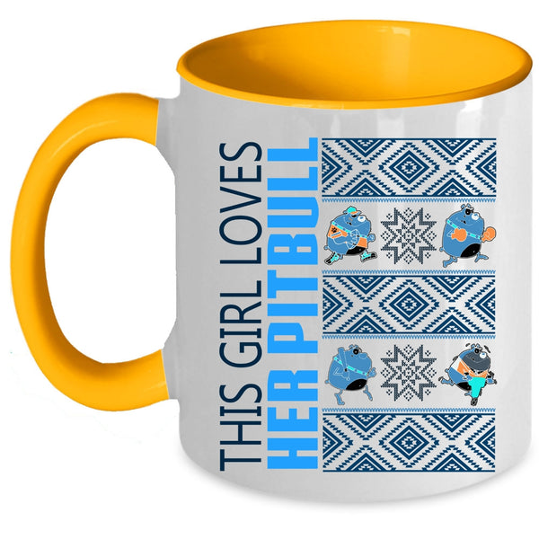 Cute Pit Bull Lover Coffee Mug, This Girl Loves Her Pitbull Accent Mug