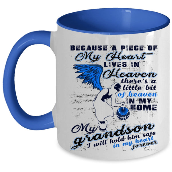 My Grandson Coffee Mug, A Piece Of My Heart Lives In Heaven Accent Mug