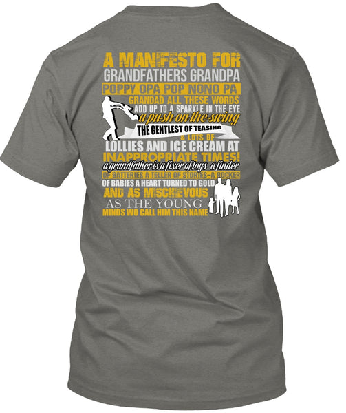 A Manifesto For Grandfathers Grandpa T Shirt, Being A Papa T Shirt