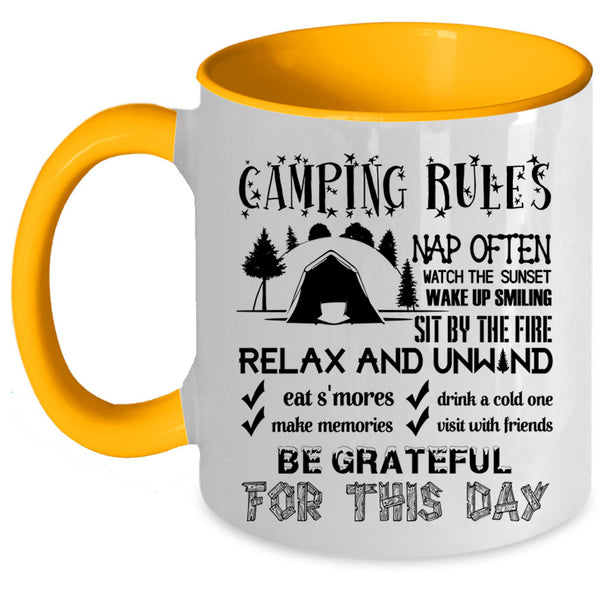 Funny Gift For My Friends Coffee Mug, Camping Rules Accent Mug