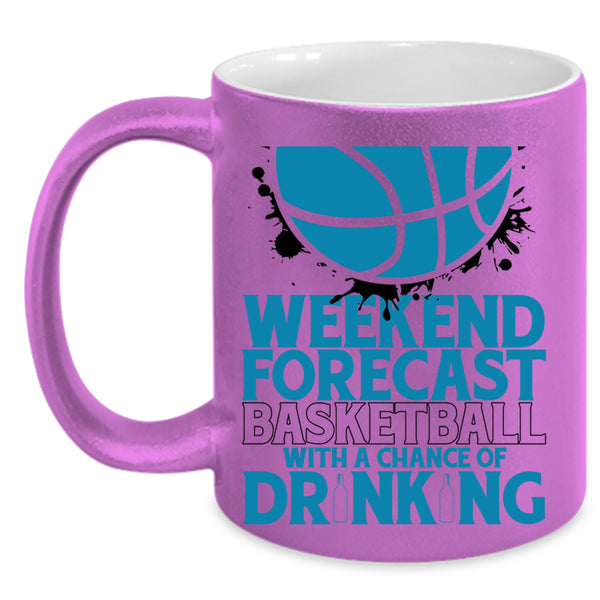 With A Chance Of Drinking Coffee Mug, Weekend Forecast Basketball Accent Mug
