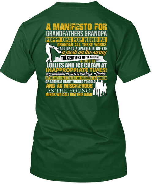 A Manifesto For Grandfathers Grandpa T Shirt, Being A Papa T Shirt