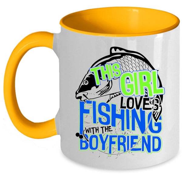 Cute Couple Coffee Mug, This Girl Loves Fishing With The Boyfriend Accent Mug