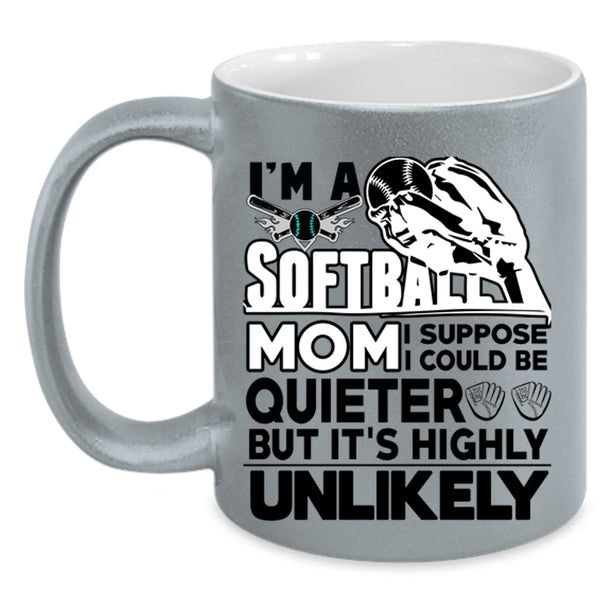 Cute Softball Mom Coffee Mug, I'm A Softball Mom Accent Mug