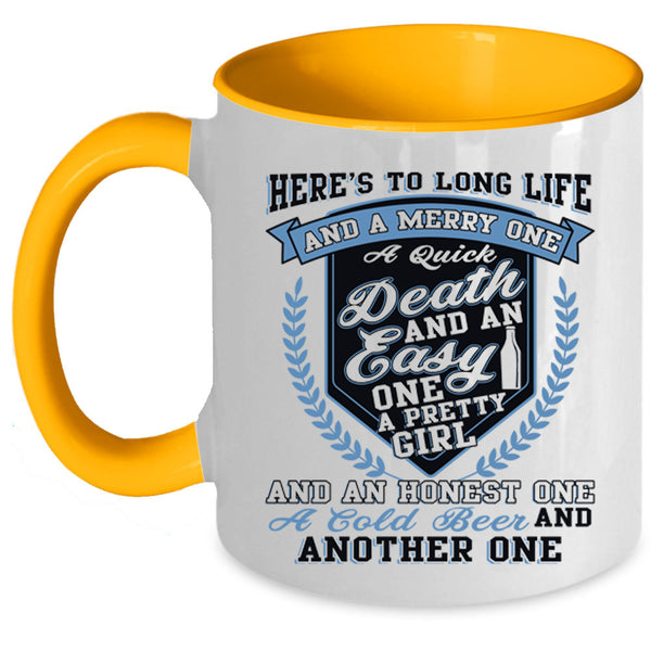 Cold Beer Coffee Mug, Pretty Girl Accent Mug
