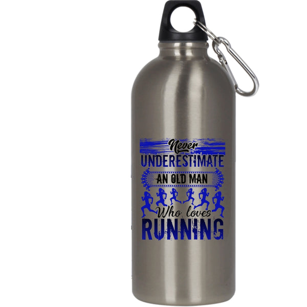 An Old Man Loves Running 20 oz Stainless Steel Bottle,Funny Gift For Grandpas Outdoor Sports Water Bottle