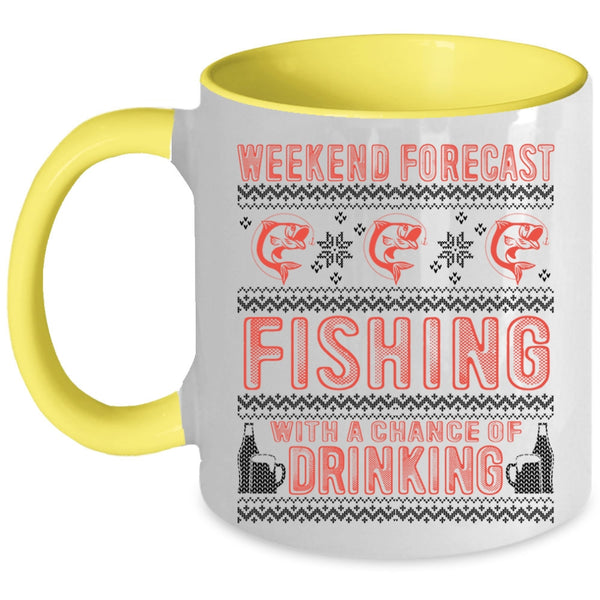 Chance Of Drinking Coffee Mug, Weekend Forecast Fishing Accent Mug