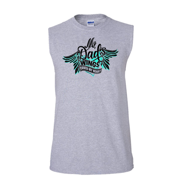 My Dad Wing's Cover My Heart T Shirt, I Love My Dad Tank Top (Men's Cotton Sleeveless)