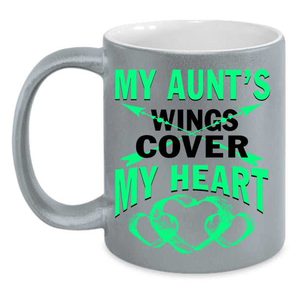 Cute Aunt Coffee Mug, My Aunt's Wings Cover My Heart Accent Mug