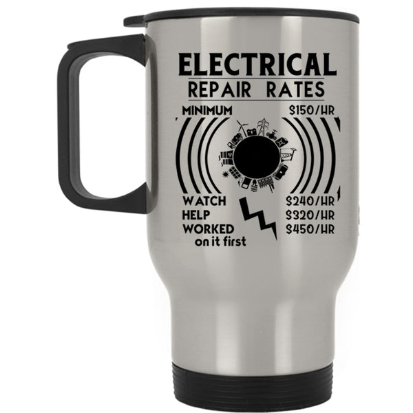 Best Gift For Electricians Travel Mug, Electrical Repair Rates Mug