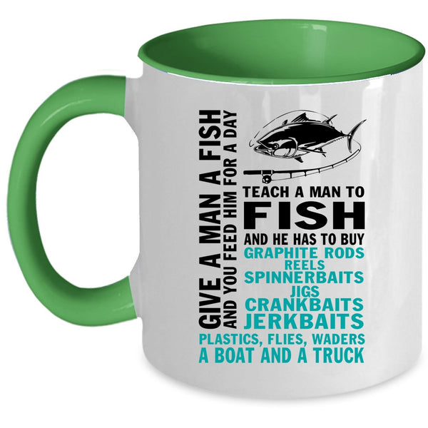 Teach A Man To Fish Coffee Mug, Give A Man A Fish Accent Mug