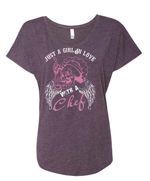 Just A Girl In Love With A Chef T Shirt, Being A Chef T Shirt, Cool Shirt (Ladies' Triblend Dolman Sleeve)