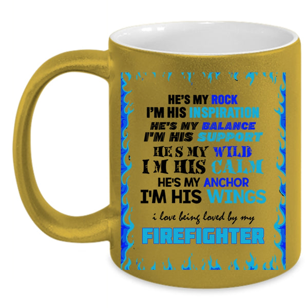 Cool Coffee Mug, I Love Being Loved By My Firefighter Accent Mug
