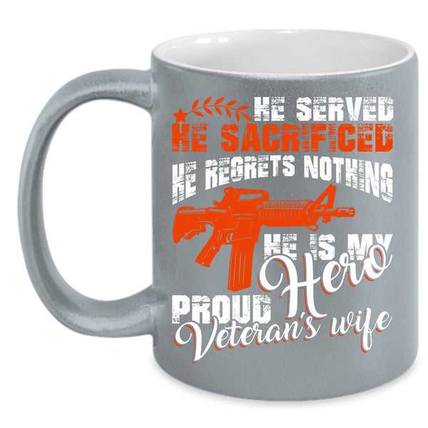Proud Veteran's Wife Coffee Mug, Cool Just Married Coffee Cup