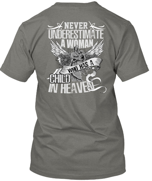 Woman Who Has A Child In Heaven T Shirt, Being A Mom T Shirt