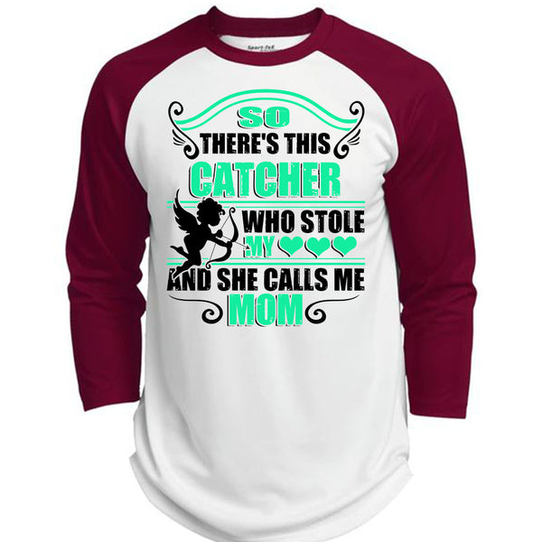 So There's This Catcher Who Stole My Heart T Shirt, Being A Mommy T Shirt, Awesome T-Shirts  (Polyester Game Baseball Jersey)